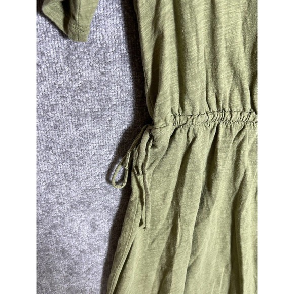 Old Navy Short Sleeve Drawstring Waist Shirt Dress Women Size Large Green Cotton - Picture 6 of 9